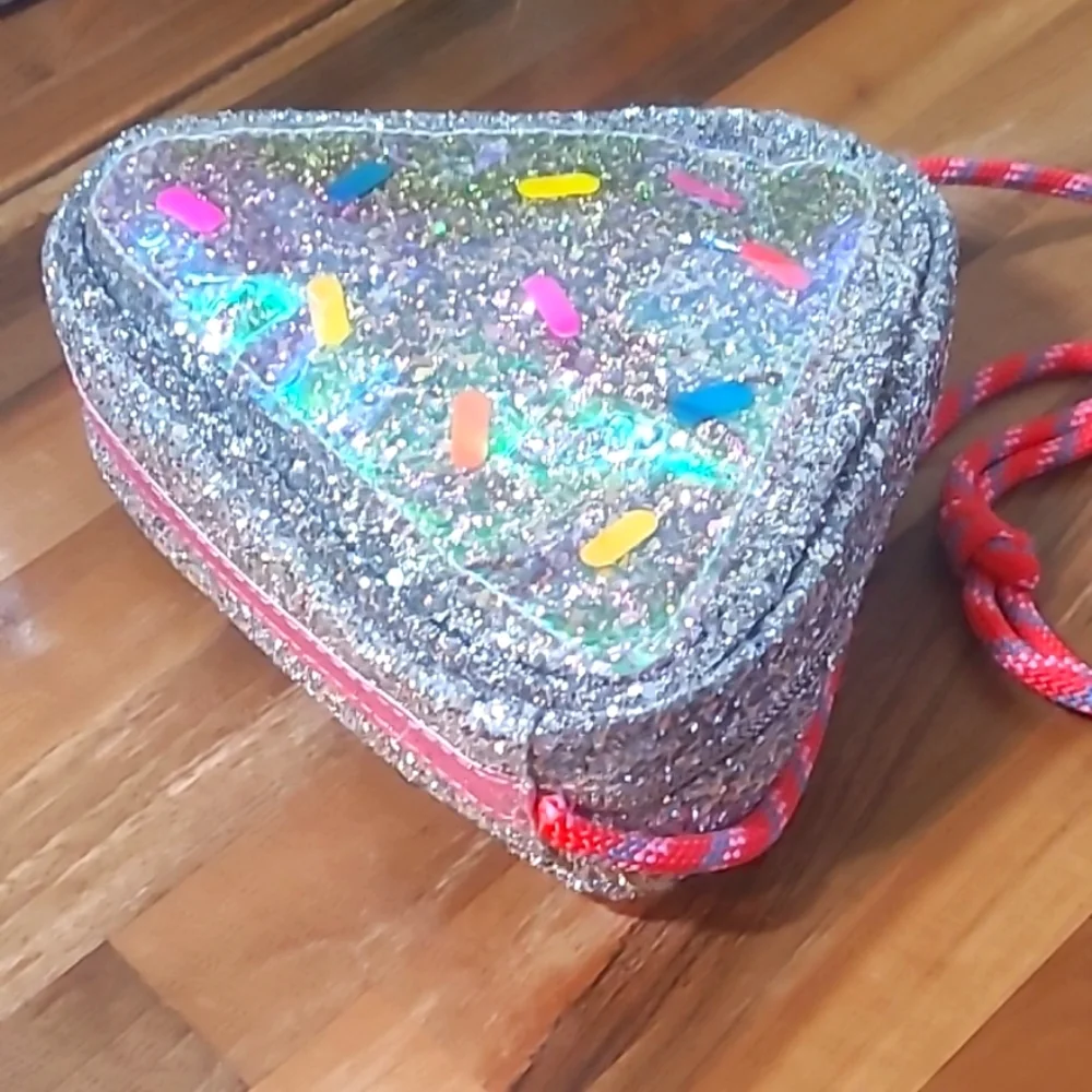 Cute! Girls Cake Slice Glitter Purse
